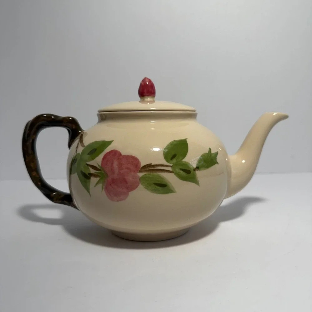 Franciscan Desert Rose Teapot with Lid Hand Painted Made in USA Vintage Ceramic